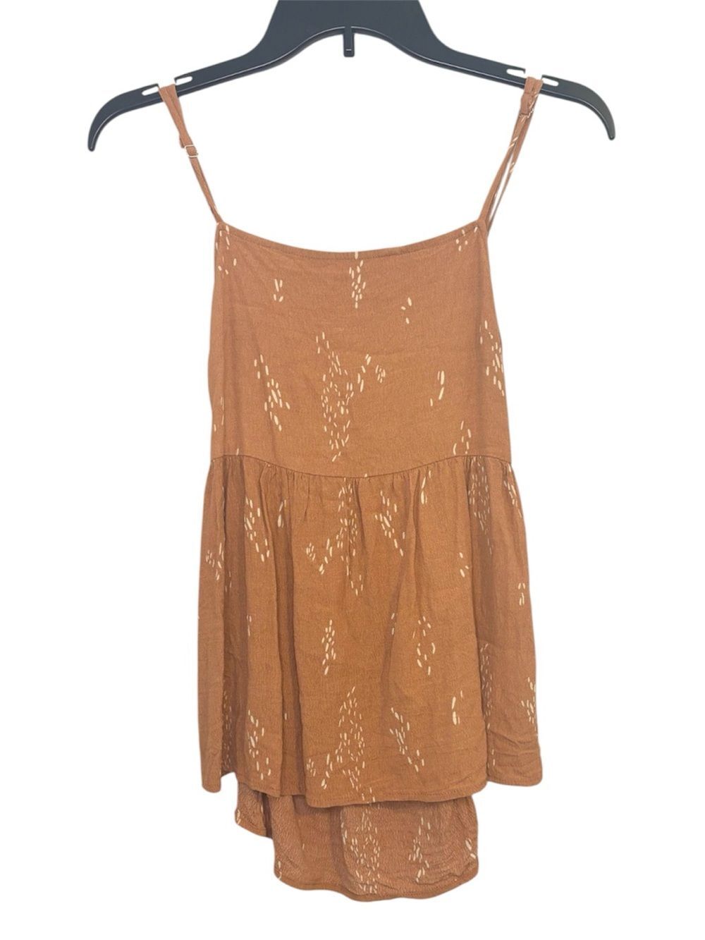 Thread & Supply Rust Brown Print Tiered Spaghetti Strap Top Size Small